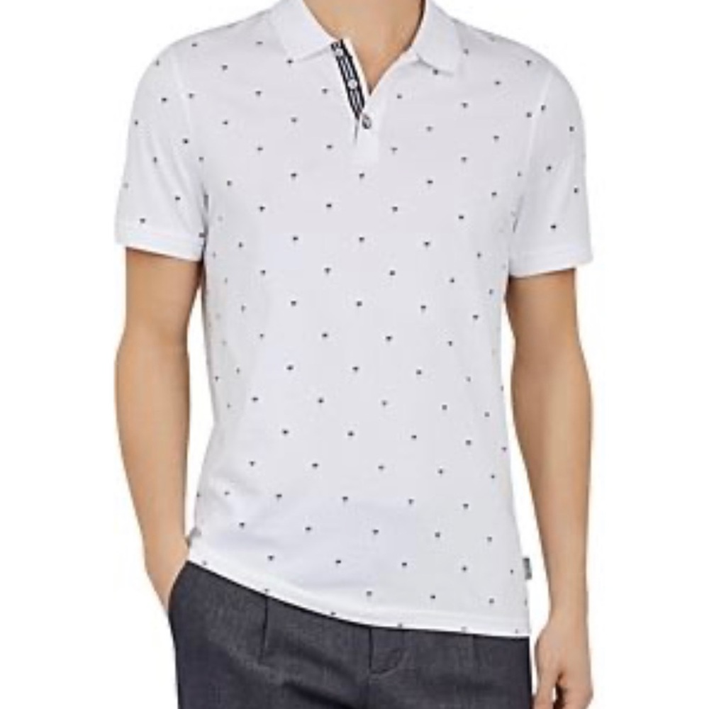 NWT Ted Baker Polo Shirt Men's Cotton Tuka Palm Print Short Sleeve  4
